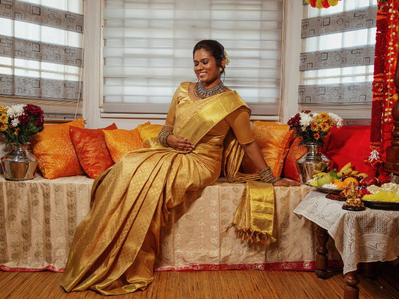 Hands-on saree draping training with live models at Rose Fashion School Adambakkam