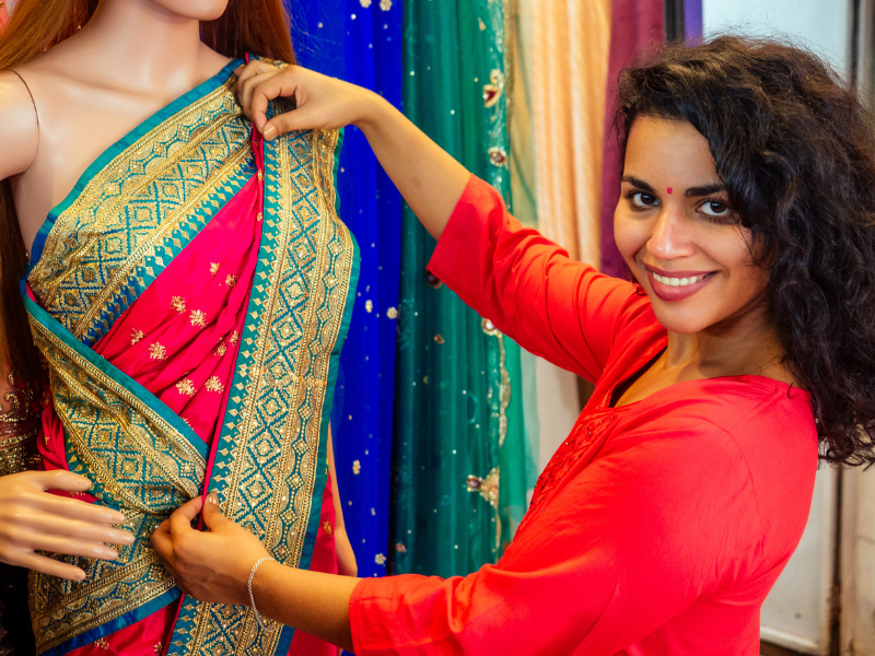 Saree draping training class at Rose Fashion School Adambakkam